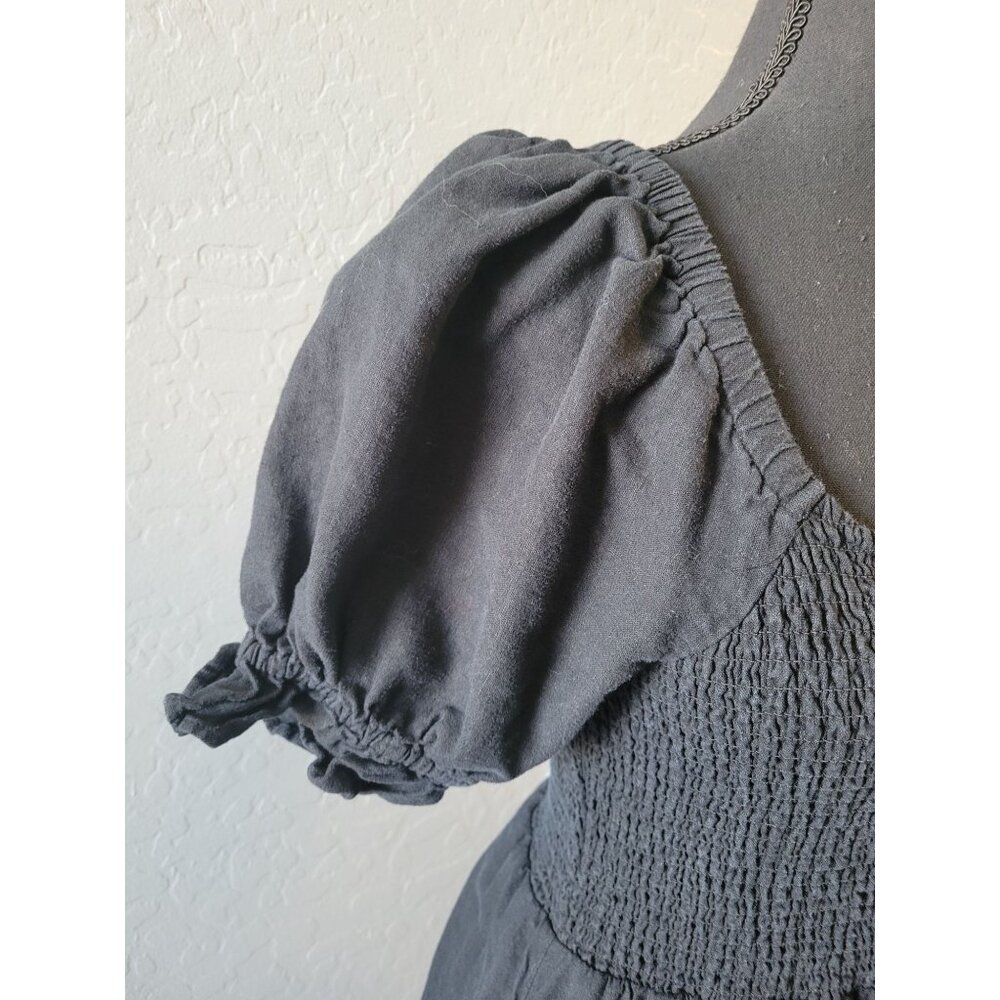 Madewell Linen-Blend Lucie Smocked Mini Dress Size S Bohemian Whimiscal Gothic - Picture 5 of 13
